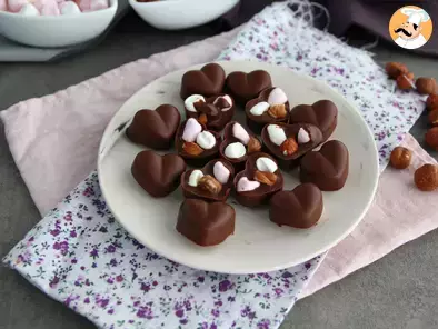 Homemade chocolates with marshmallows and nuts