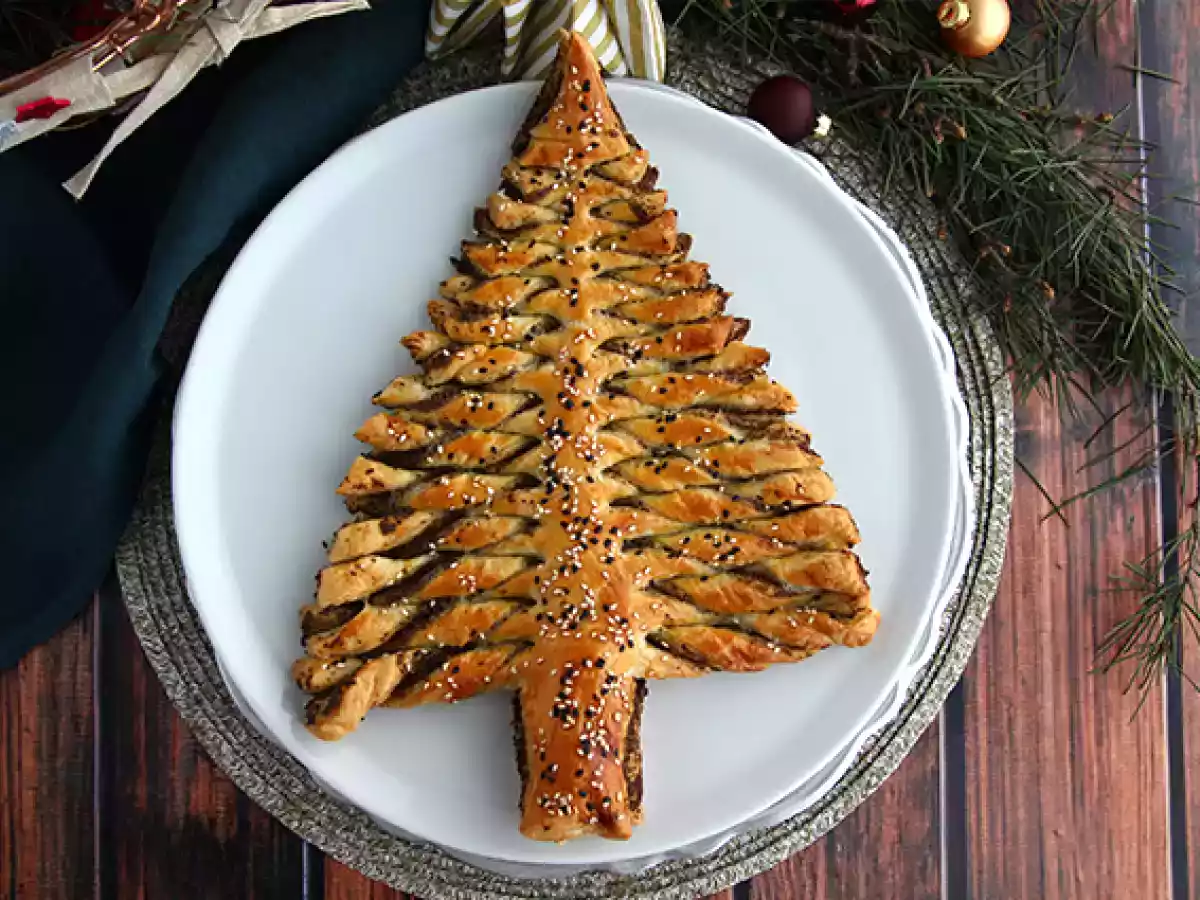Homemade tapenade stuffed christmas tree