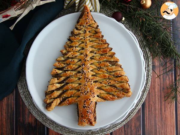 Homemade tapenade stuffed christmas tree