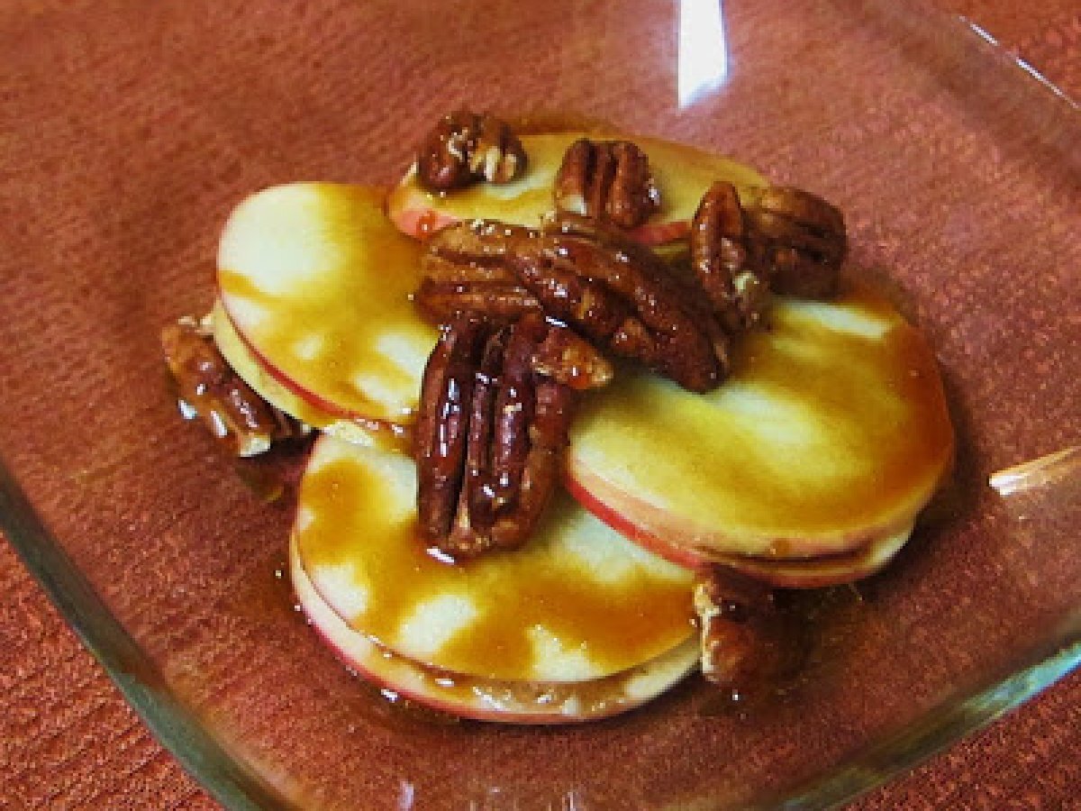 Honeycrisp Apple Ravioli with Pecan Date Filling and Maple Caramel