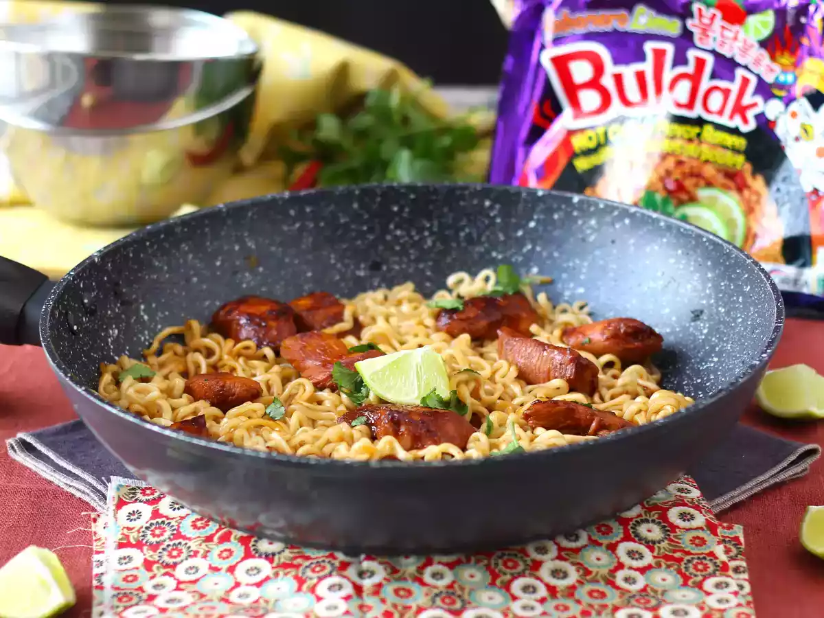How to cook buldak habanero lime noodles, marinated chicken recipe! - photo 2