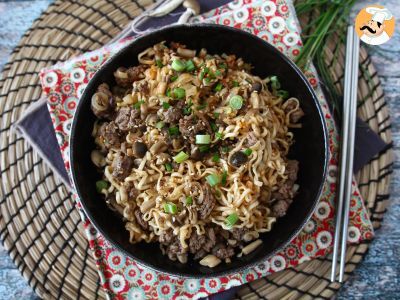 How to cook instant noodles? Quick recipe with beef and mushrooms! - photo 2