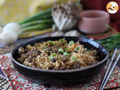 How to cook instant noodles? Quick recipe with beef and mushrooms! - photo 3