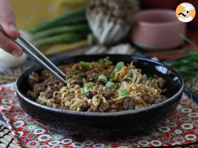 How to cook instant noodles? quick recipe with beef and mushrooms! - photo 5