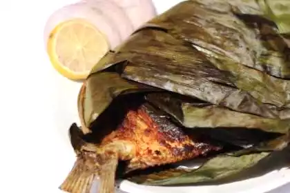 Pearlspot dry fried on banana leaf recipe