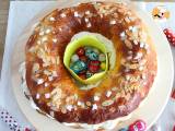 King's brioche stuffed with whipped cream, fluffy and creamy - Spanish Roscón de Reyes, photo 1