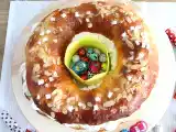 King's brioche stuffed with whipped cream, fluffy and creamy - spanish roscón de reyes, photo 1
