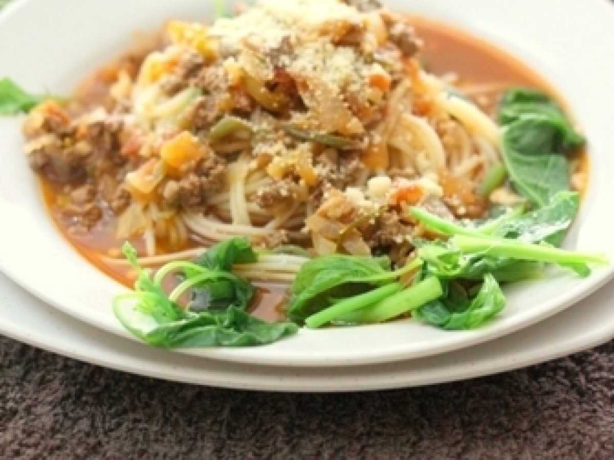 Lamb Spinach Spaghetti