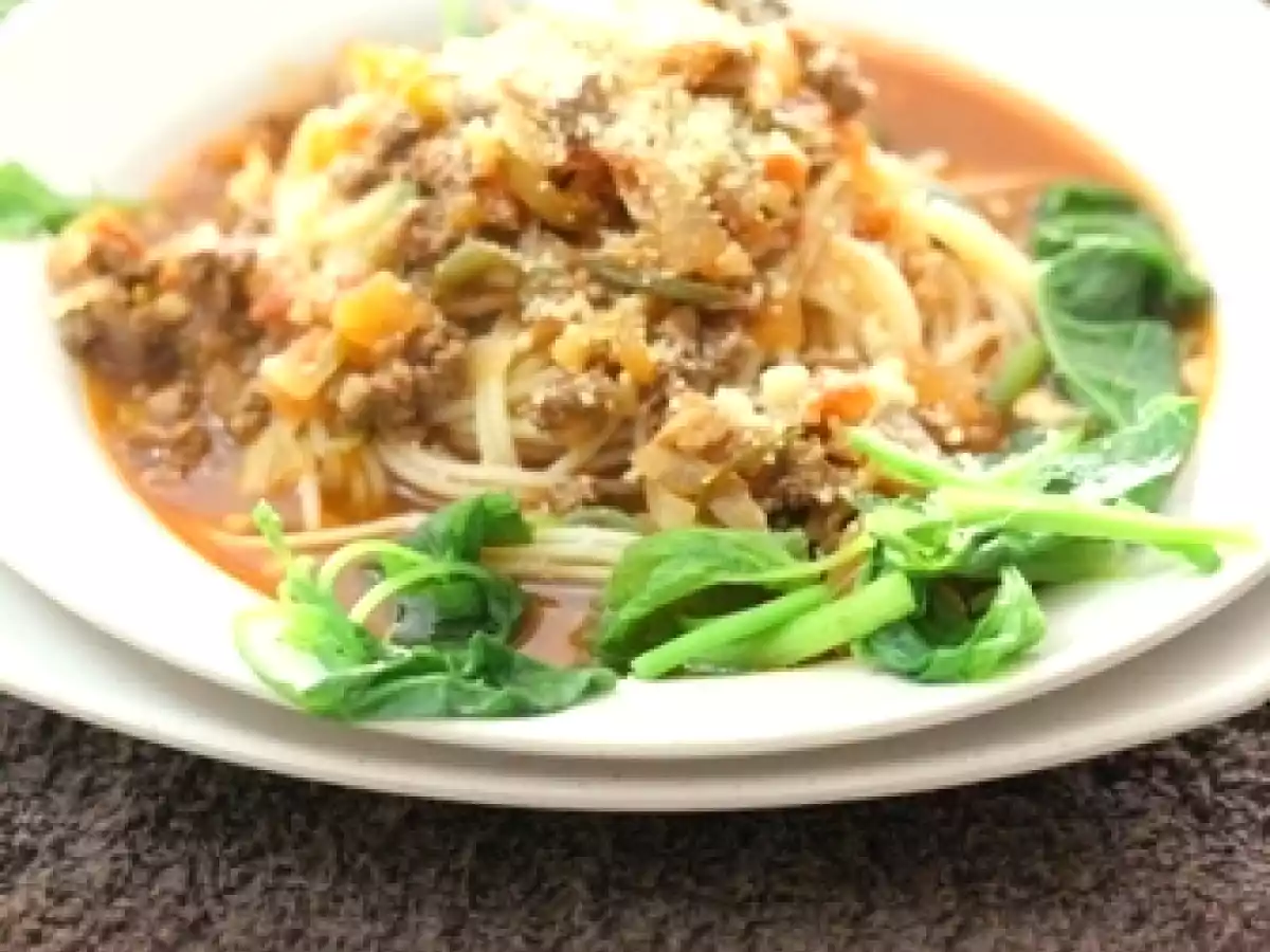 Lamb Spinach Spaghetti