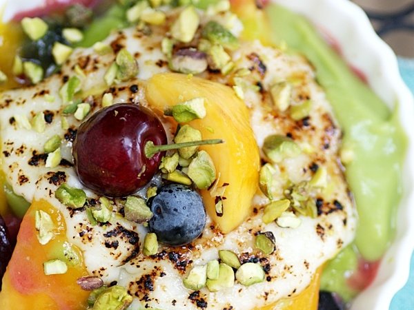 Lebanese Fruit Cocktail with Fragrant Avocado and Mango Purées and Ashta