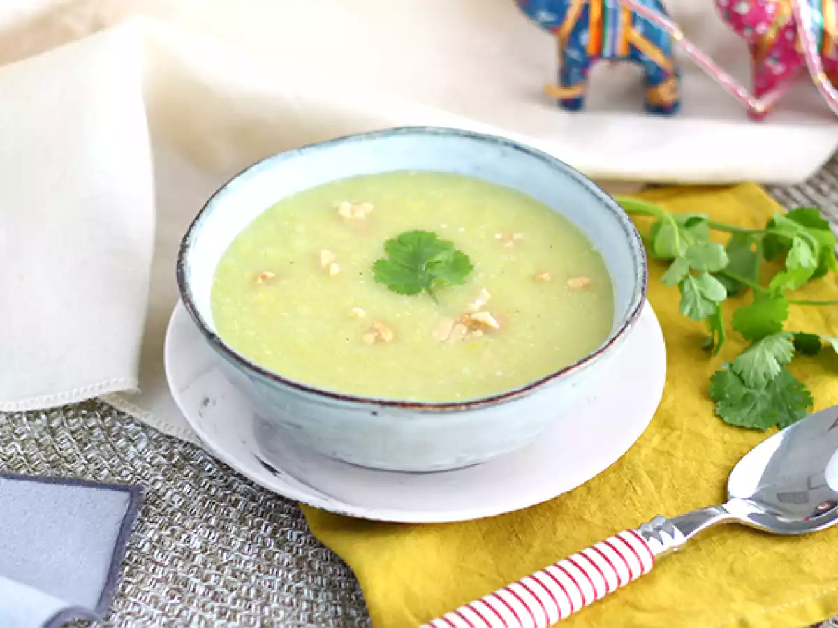 Leek, coconut, and curry soup
