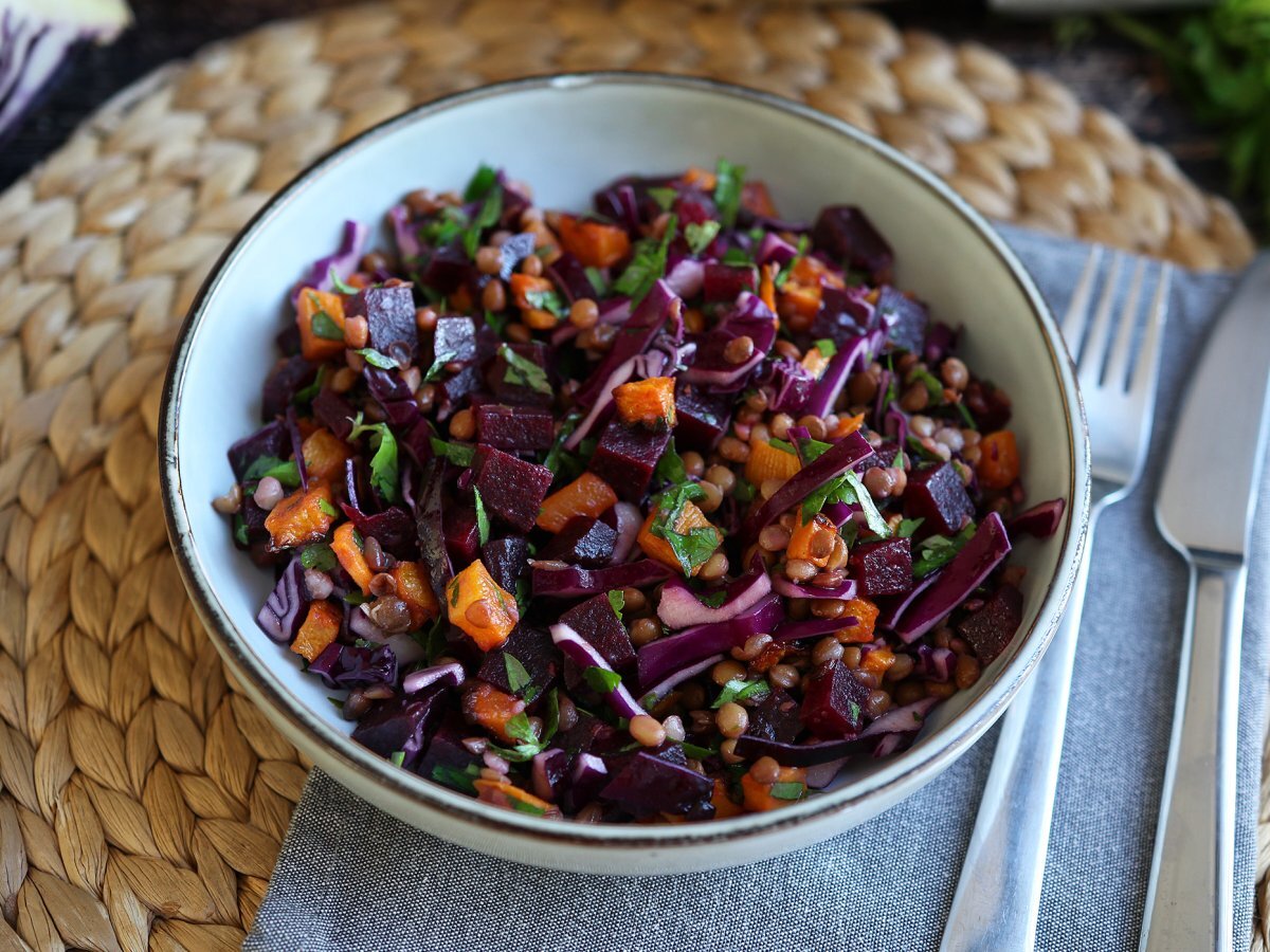 Lentil, butternut, red cabbage, beet and parsley salad (perfect for fall/winter) - photo 2