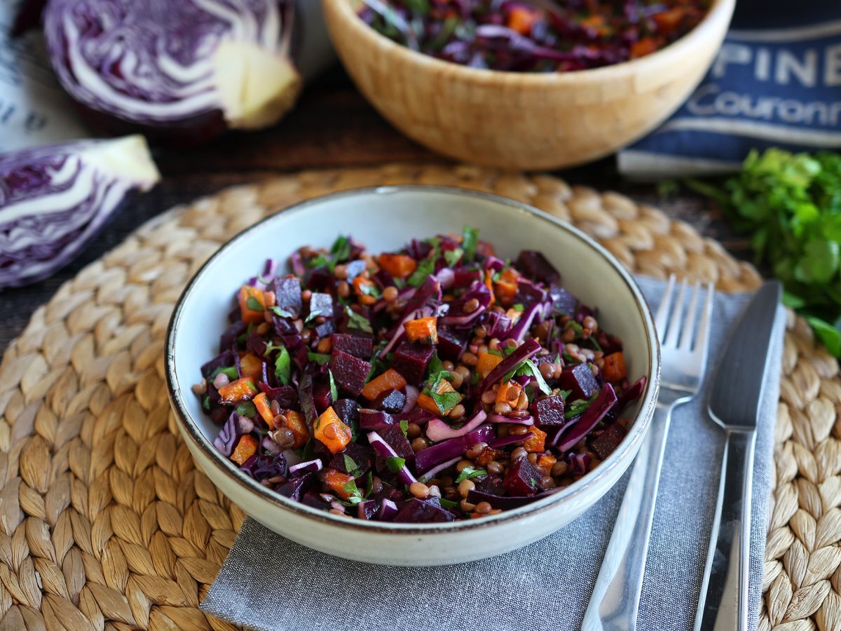 Lentil, butternut, red cabbage, beet and parsley salad (perfect for fall/winter) - photo 3