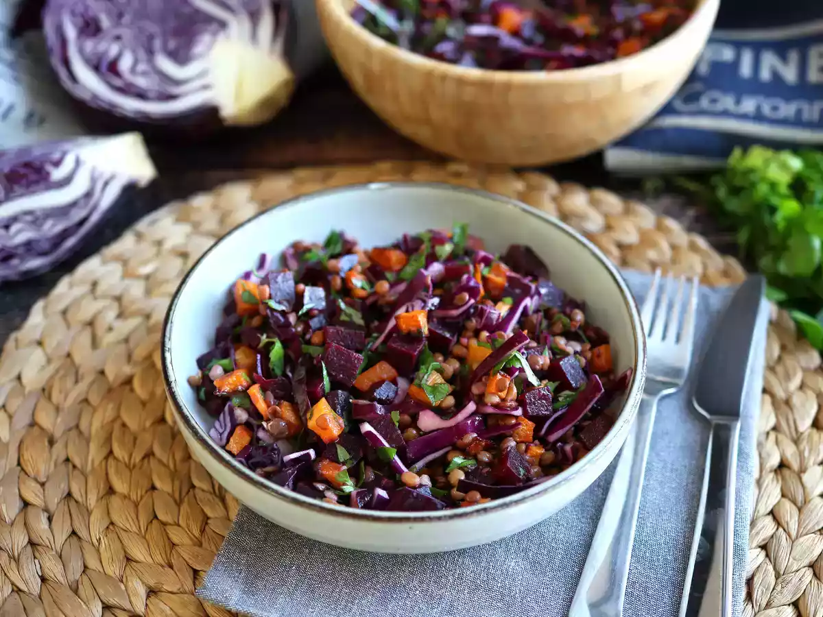Lentil, butternut, red cabbage, beet and parsley salad (perfect for fall/winter) - photo 3