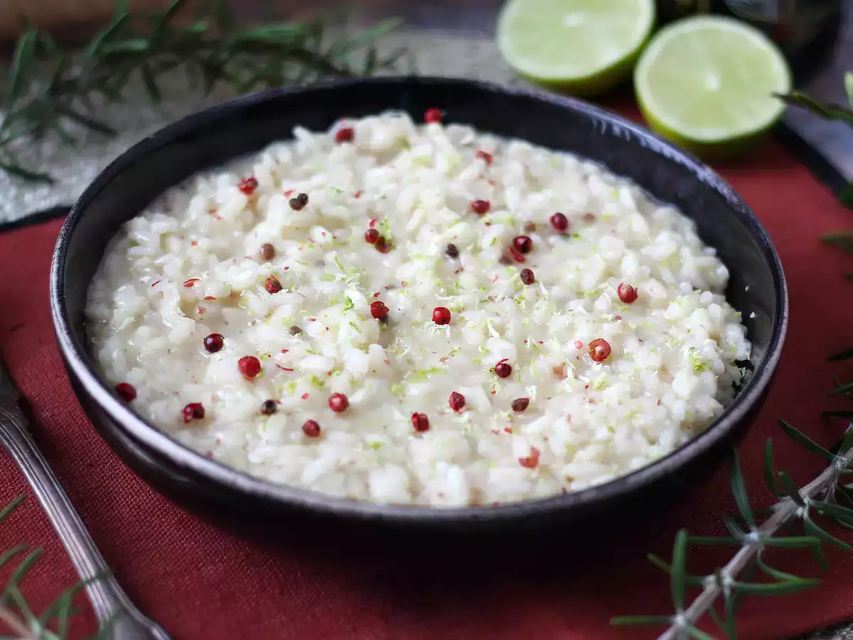 Lime and pink peppercorns risotto: elegant and vegetarian recipe for special dinners - photo 4