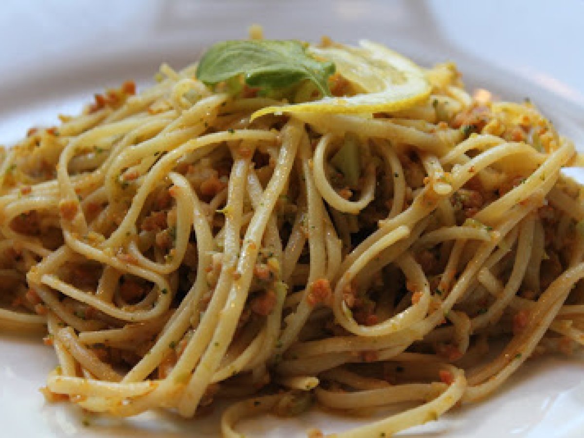 Linguine with Chorizo, Broccoli, Chickpeas, Garlic and Lemon