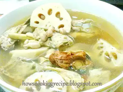 Lotus roots and peanuts soup recipe - healthy and tasty