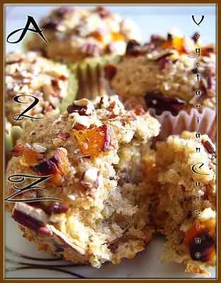 Easy lowfat eggless banana walnut apricot muffin recipe