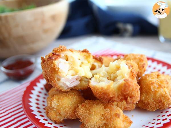 Macaroni fritters with ham and cheese - photo 2