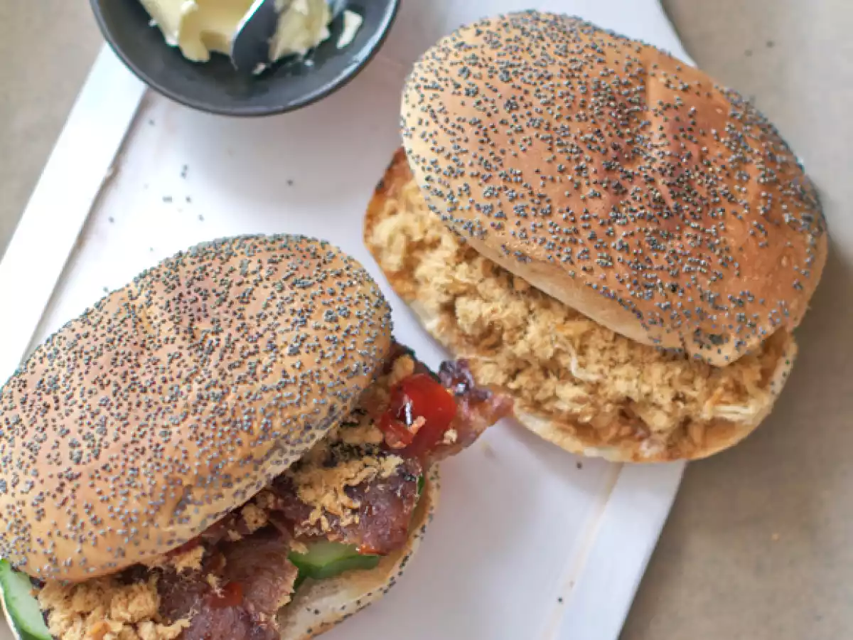 Malaysian BBQ Pork Jerky & Chicken Floss Sandwiches - photo 2