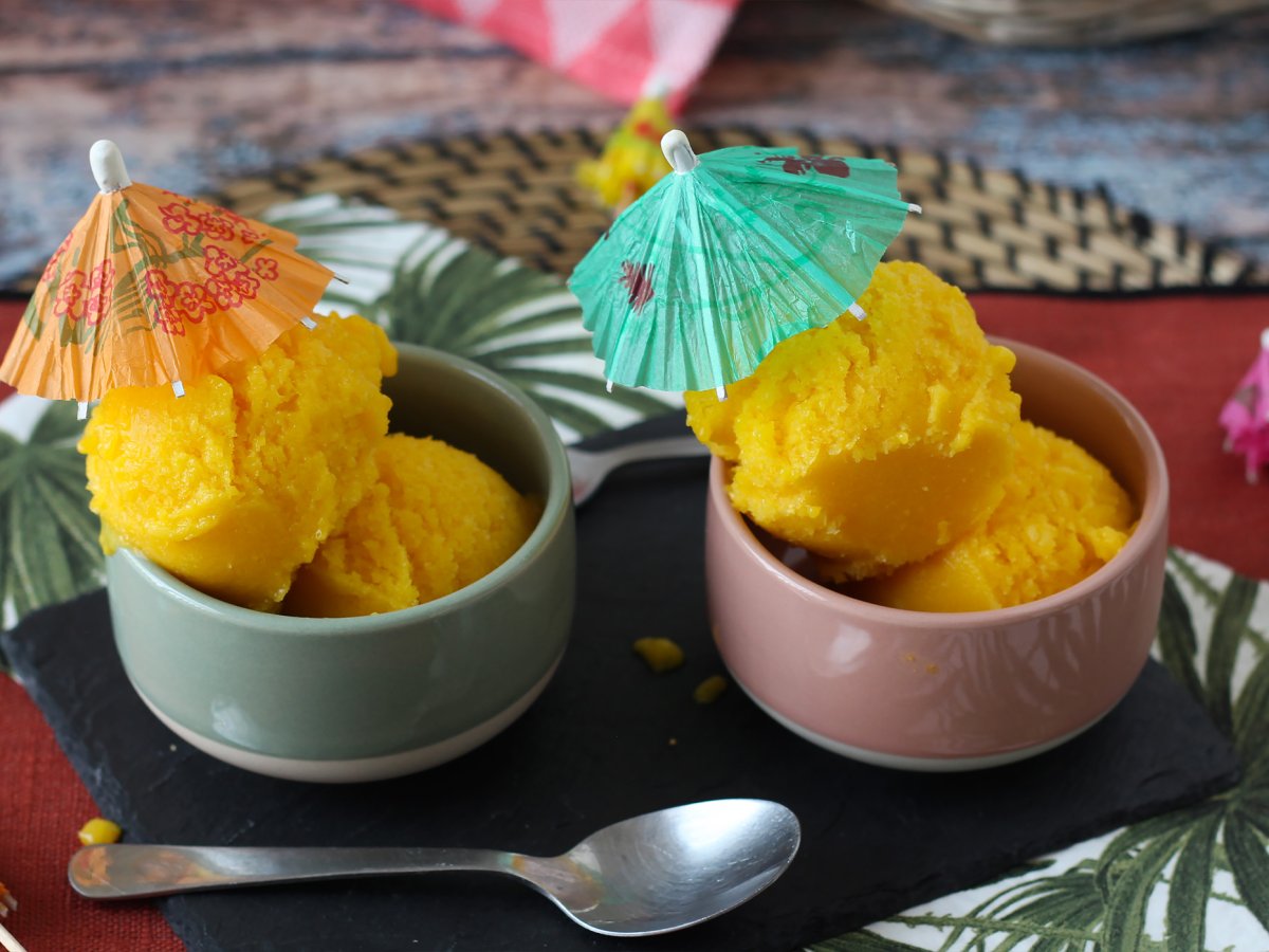 Mango and lime sorbet with only 3 ingredients and ready to eat in 5 minutes! - photo 3