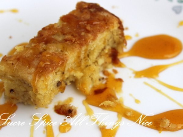 Mango cake with passion fruit sauce