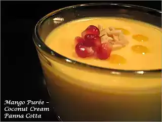 Mango purée coconut cream panna cotta recipe