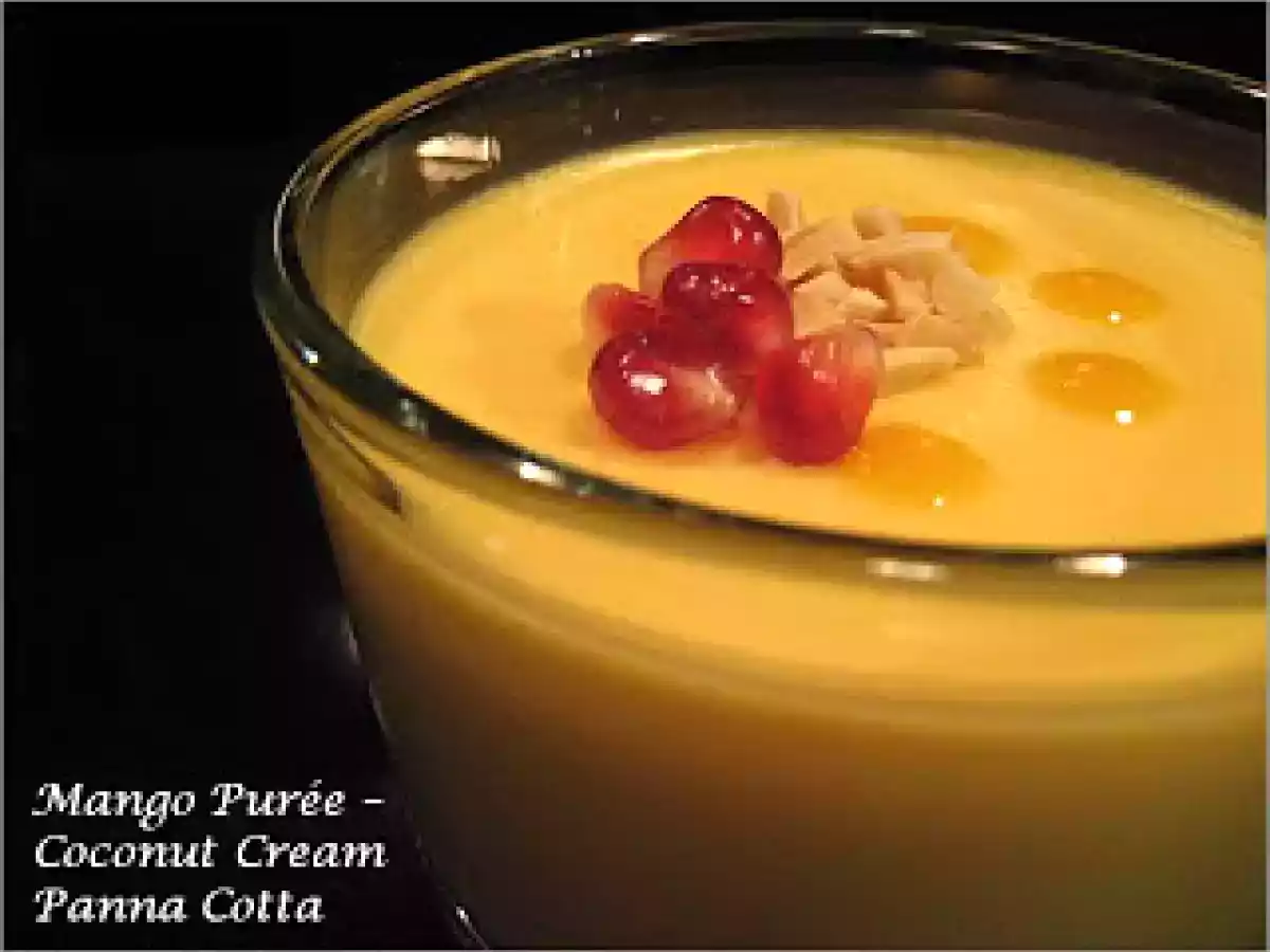 Mango purée - coconut cream panna cotta