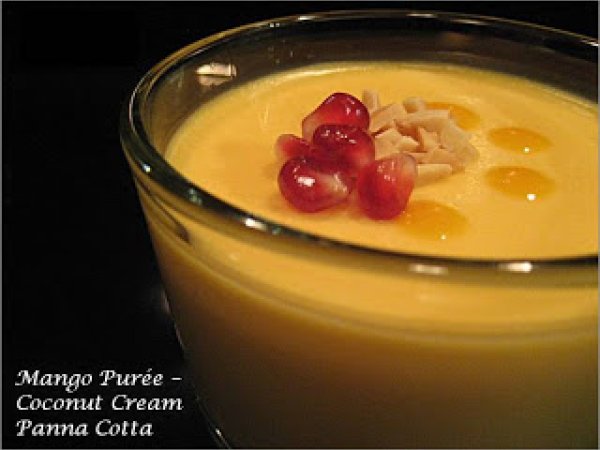 Mango purée - coconut cream panna cotta