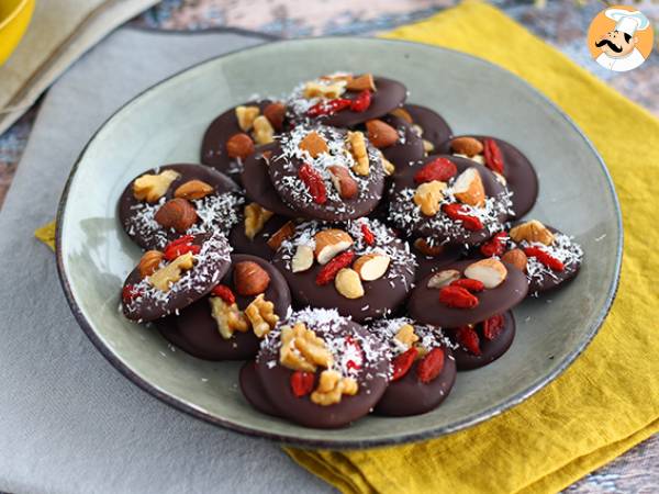 Mendiants: chocolate with dried fruits