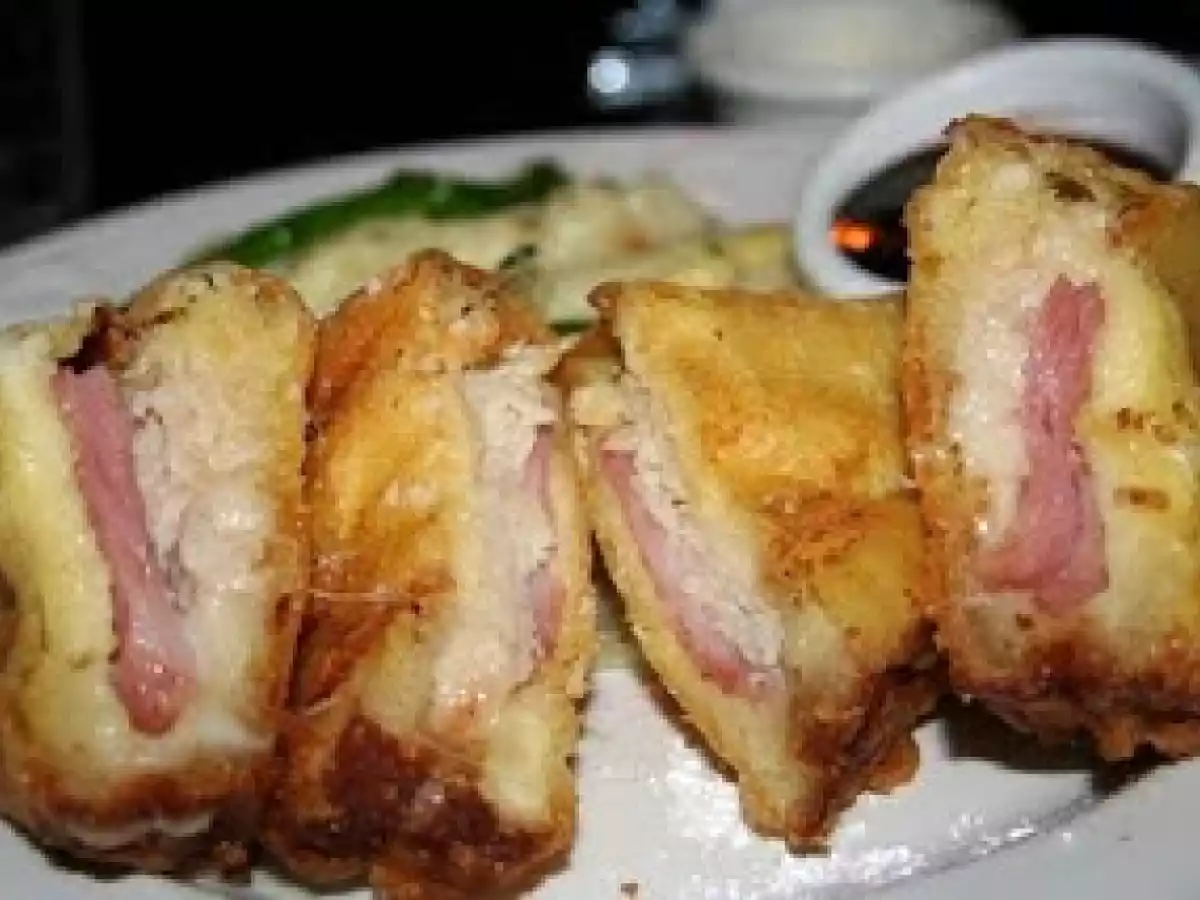 Miniature Monte Cristo w. Raspberry-Chipotle Dipping Sauce & Spiced-Beef Empanadas w.