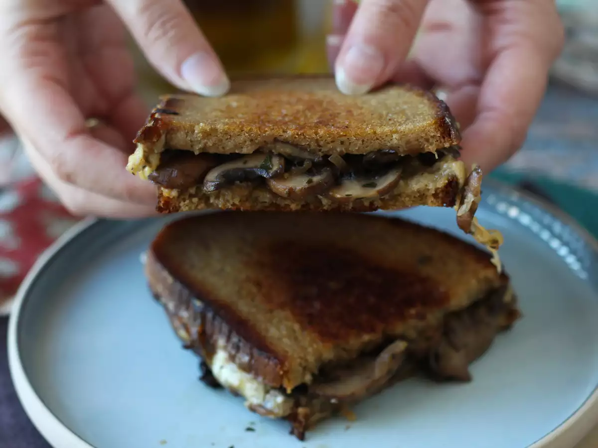 Mushroom and grated cheese grilled cheese - photo 5