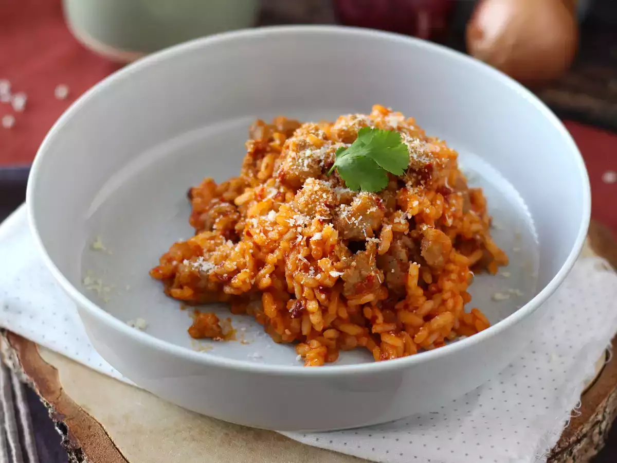 ’Nduja and sausage risotto, a first course with an intense flavor - photo 3