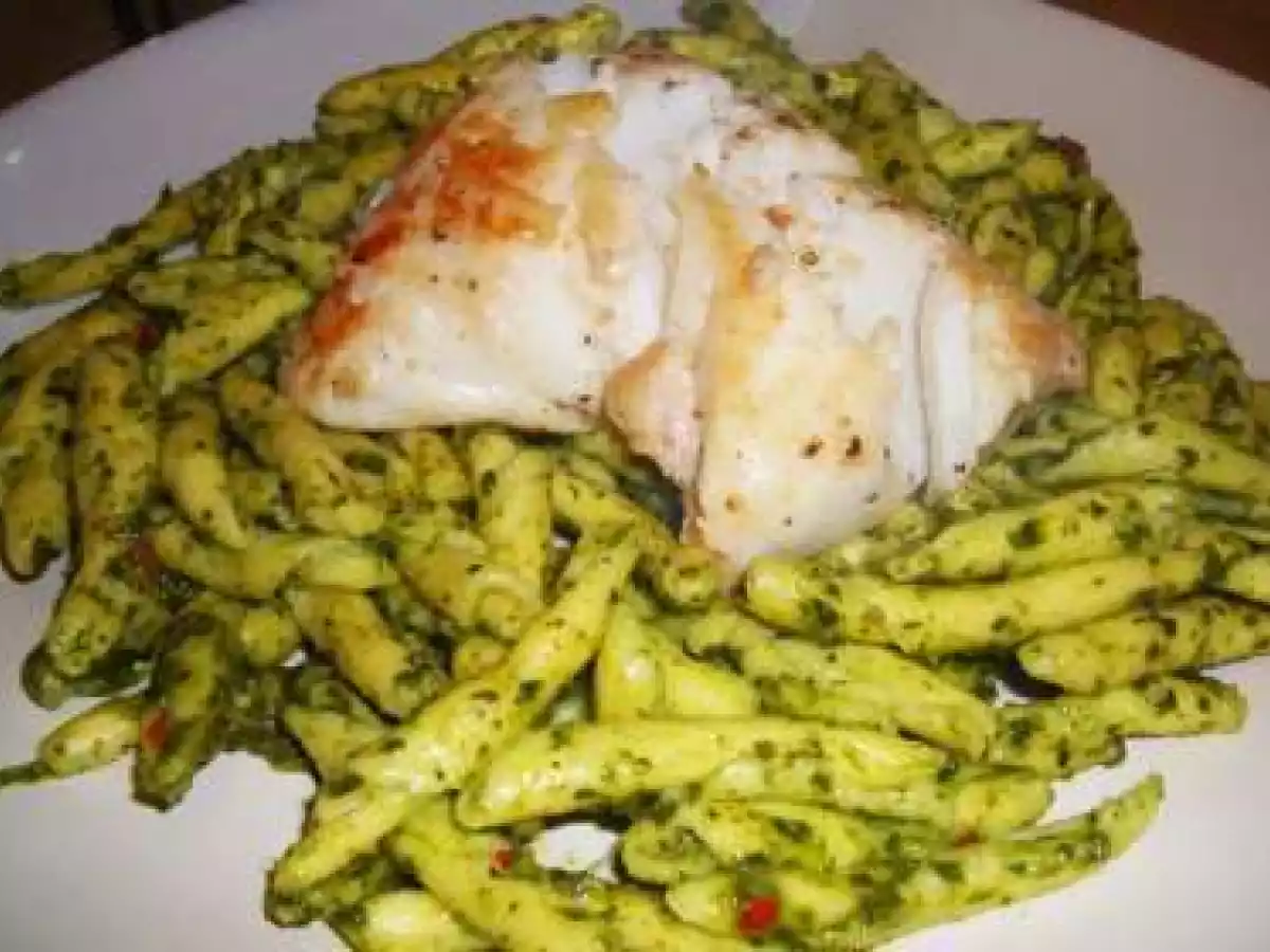 Nut Free Salad Pesto Pasta with a Pan Fried Cod Loin