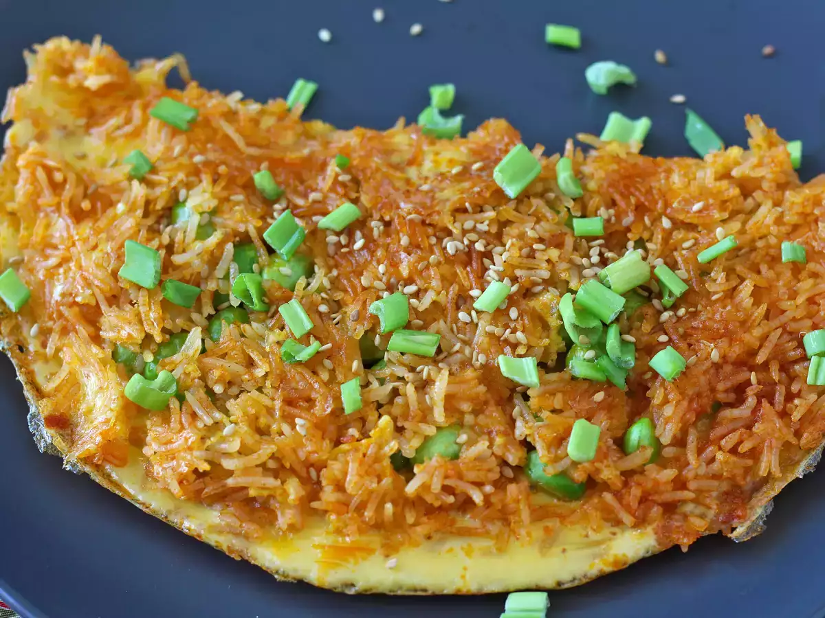 Omelette with crispy rice and soybeans, a spicy meal that's quick and waste-free! - photo 5