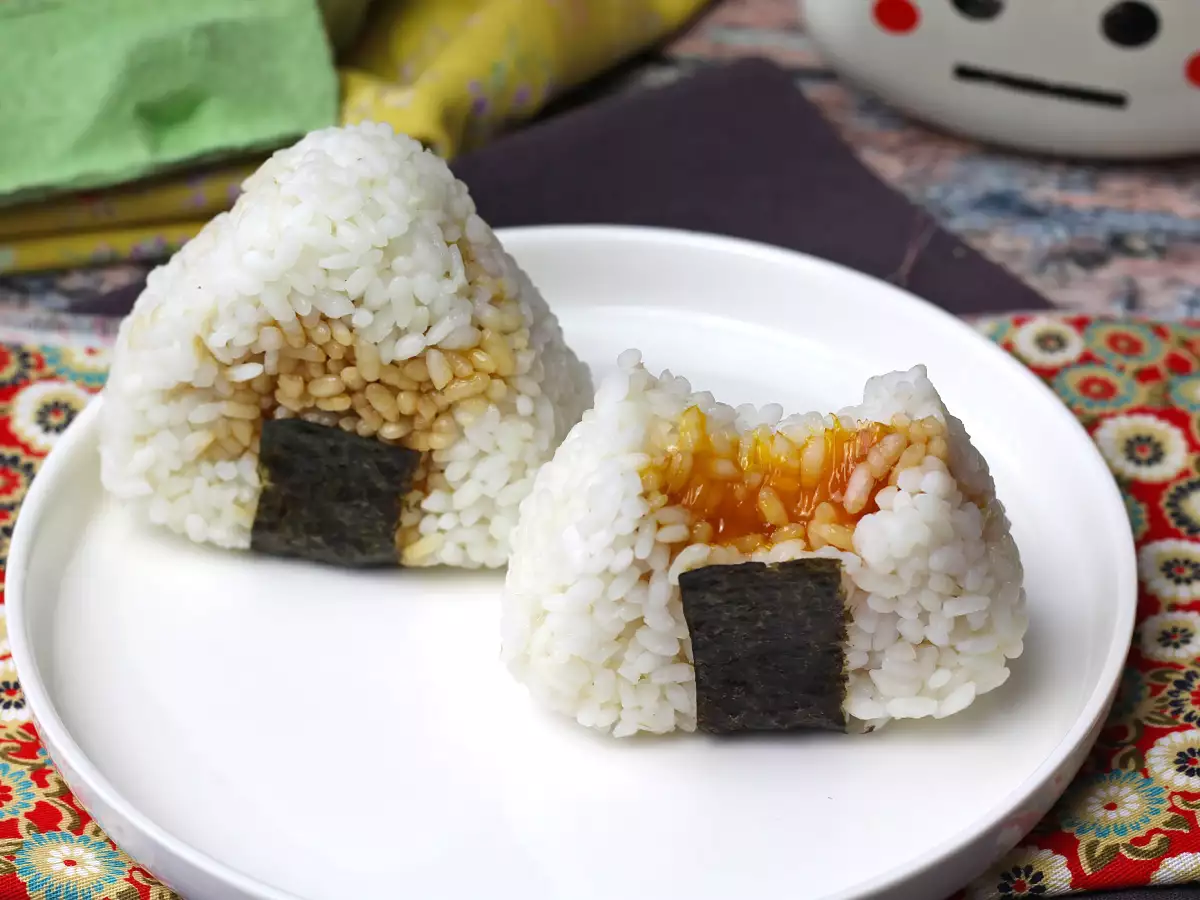 Onigiri with egg yolks cured in soy sauce - photo 2