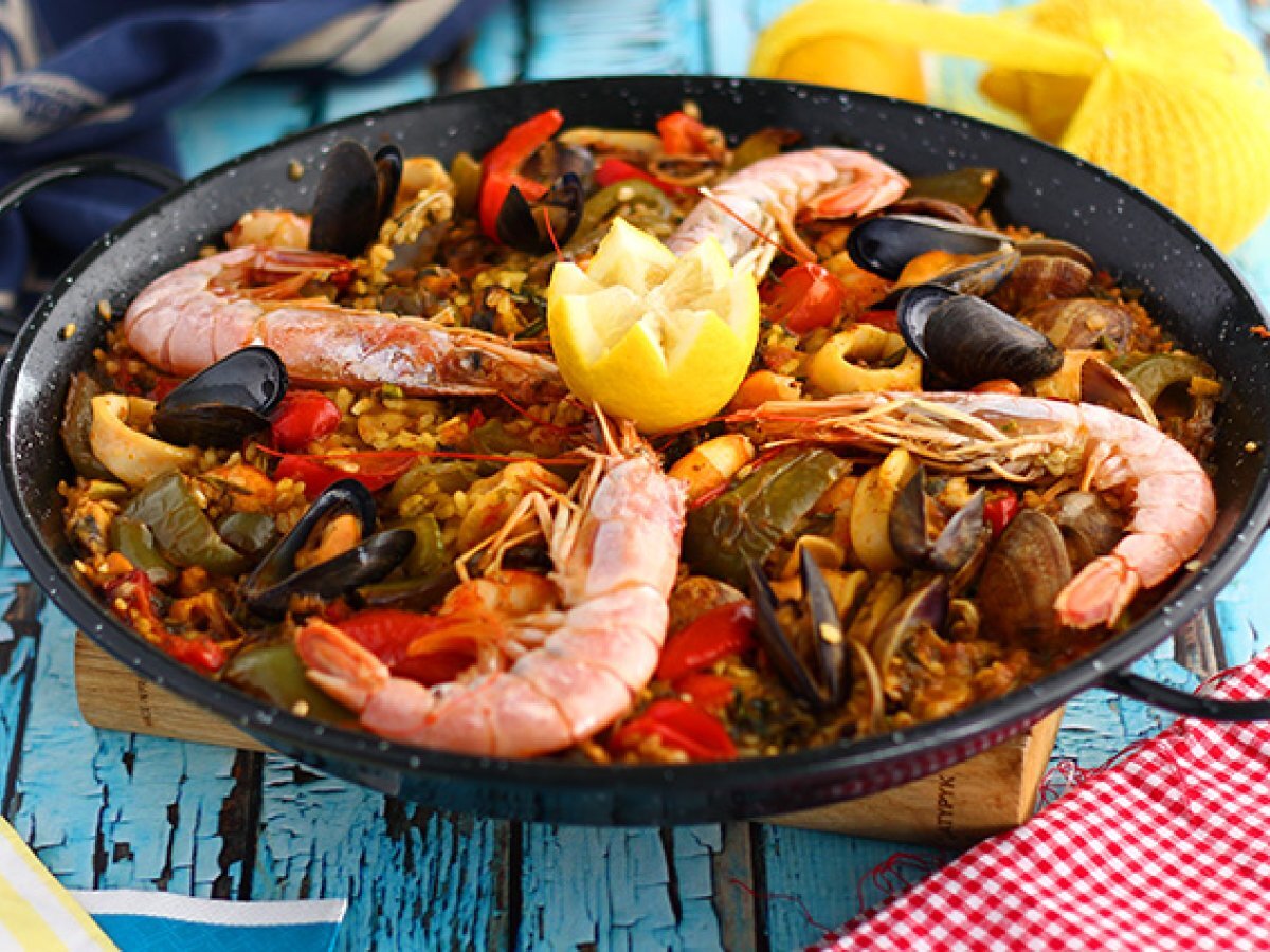 Paella with seafood