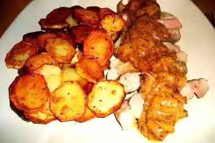 Pan fried pork rib steak with apple mustard sauce recipe