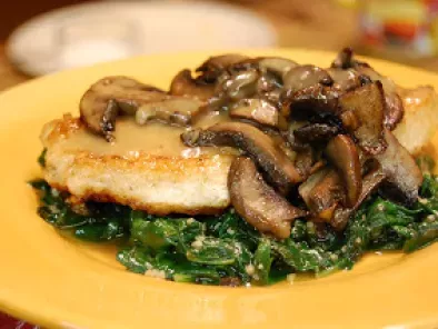 Pan Sauteed Chicken and Mushrooms with Garlic Spinach