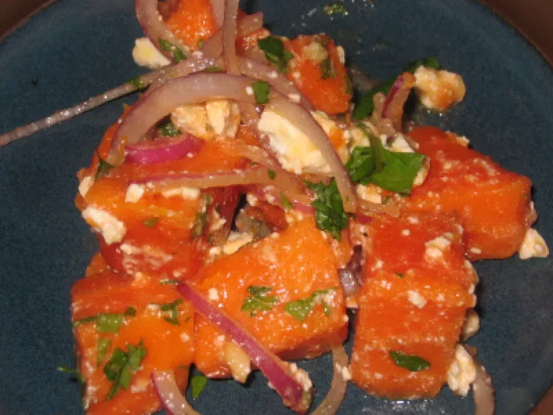 Papaya, feta, and red onion salad recipe