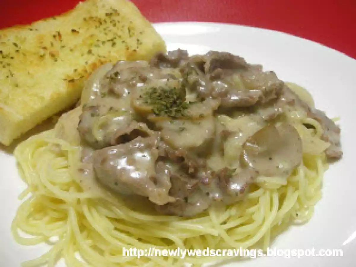 Pasta: Beef and Mushroom in White Sauce