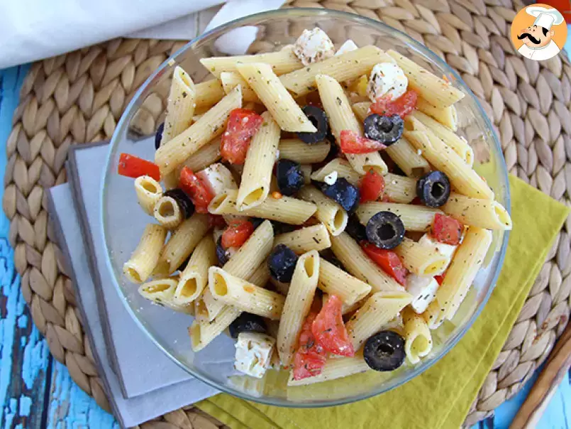 Pasta salad, with tomato, feta cheese and olives - photo 3