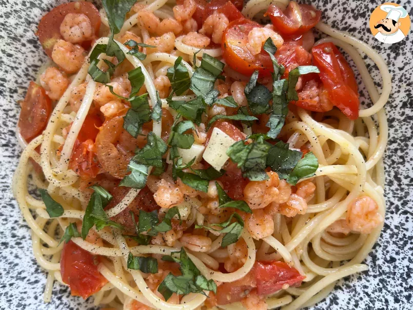 Pasta with cherry tomatoes and shrimps, photo 4