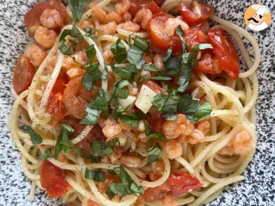 Pasta with cherry tomatoes and shrimps, photo 4