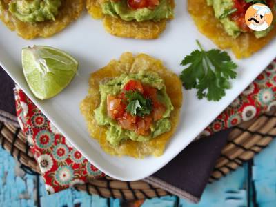 Patacones, Colombian plantain toast with guacamole and tomatoes - photo 6