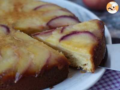 Peach upside-down cake, soft, melting and caramelized - photo 4