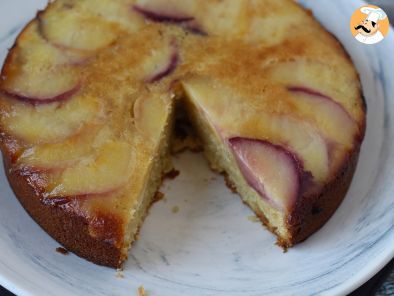 Peach upside-down cake, soft, melting and caramelized - photo 7