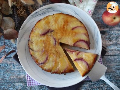 Peach upside-down cake, soft, melting and caramelized - photo 8