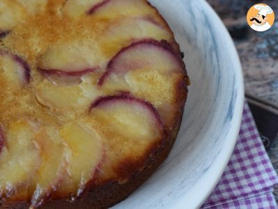 Peach upside-down cake, soft, melting and caramelized - photo 9