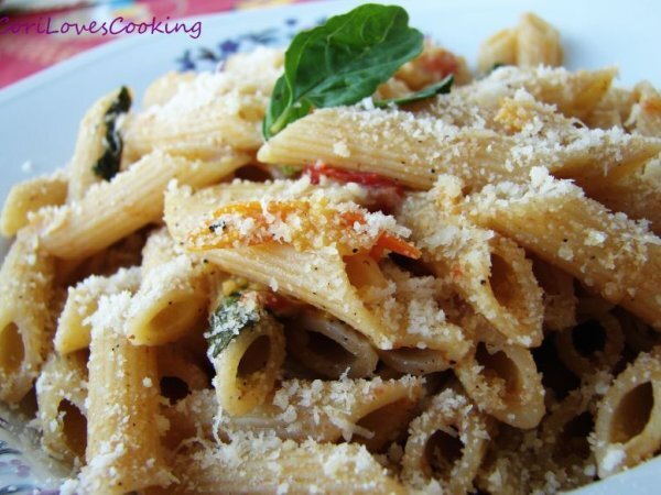 Penne with cherry tomatoes